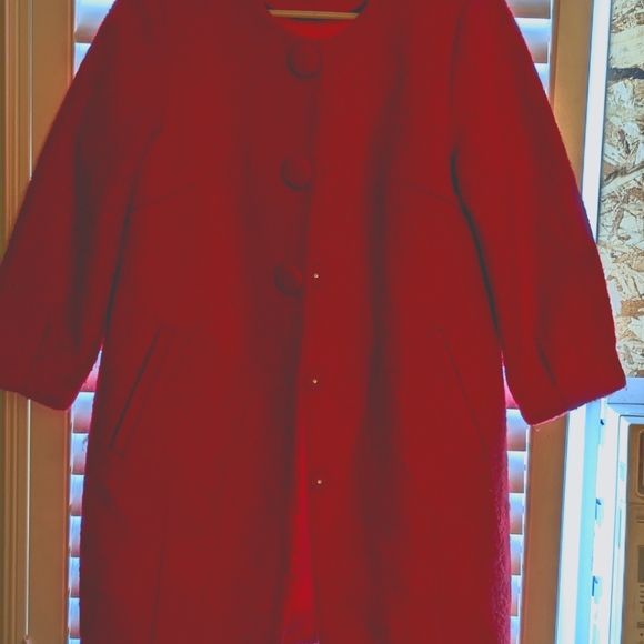 Vintage (Five Plus), long Red Womens Coat - Picture 3 of 4